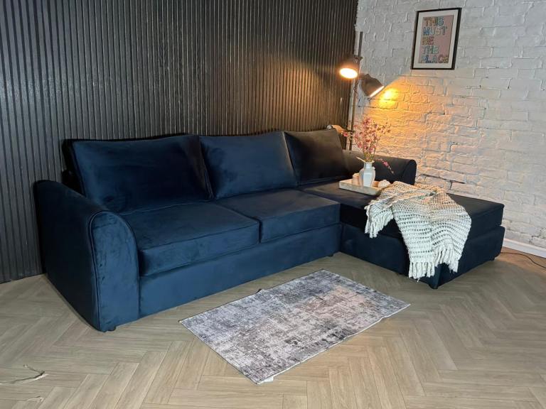 DFS Navy Plush Style Corner Sofa – RRP £2,250