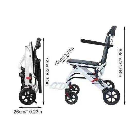 EliteCare Ultra Lightweight Folding Transit Wheelchair – Excellent Condition