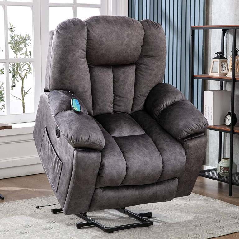 New Power Lift Electric Recliner Chair with Heat and Vibration 100x95x105 cm, Grey