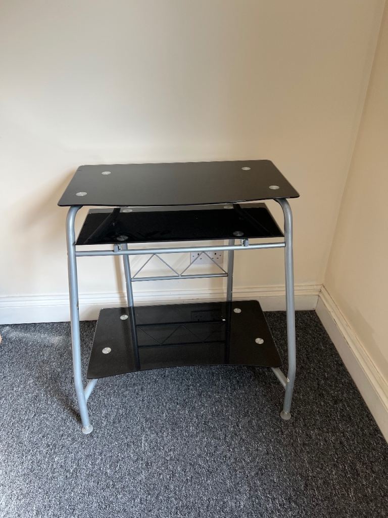Free black glass desk