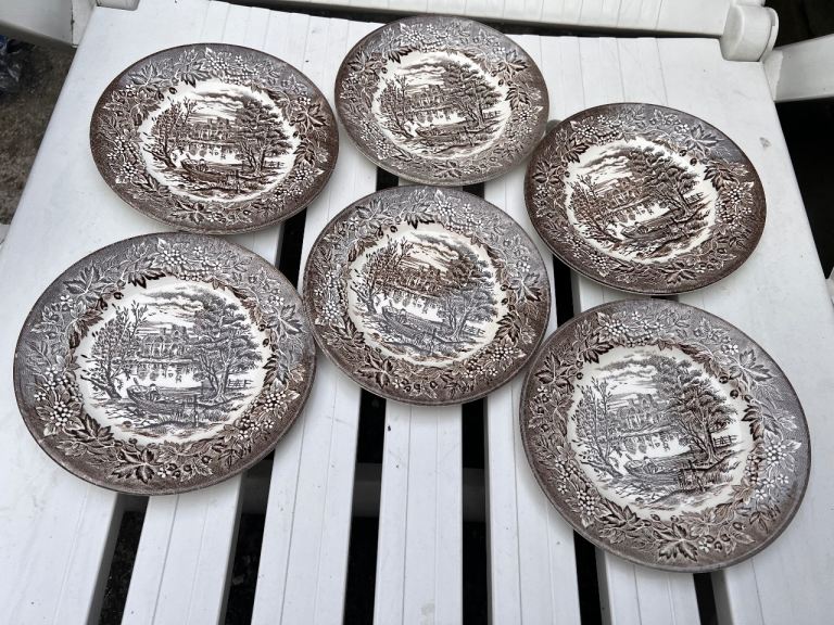 Staffordshire English ironstone brown  6.5” side plates 