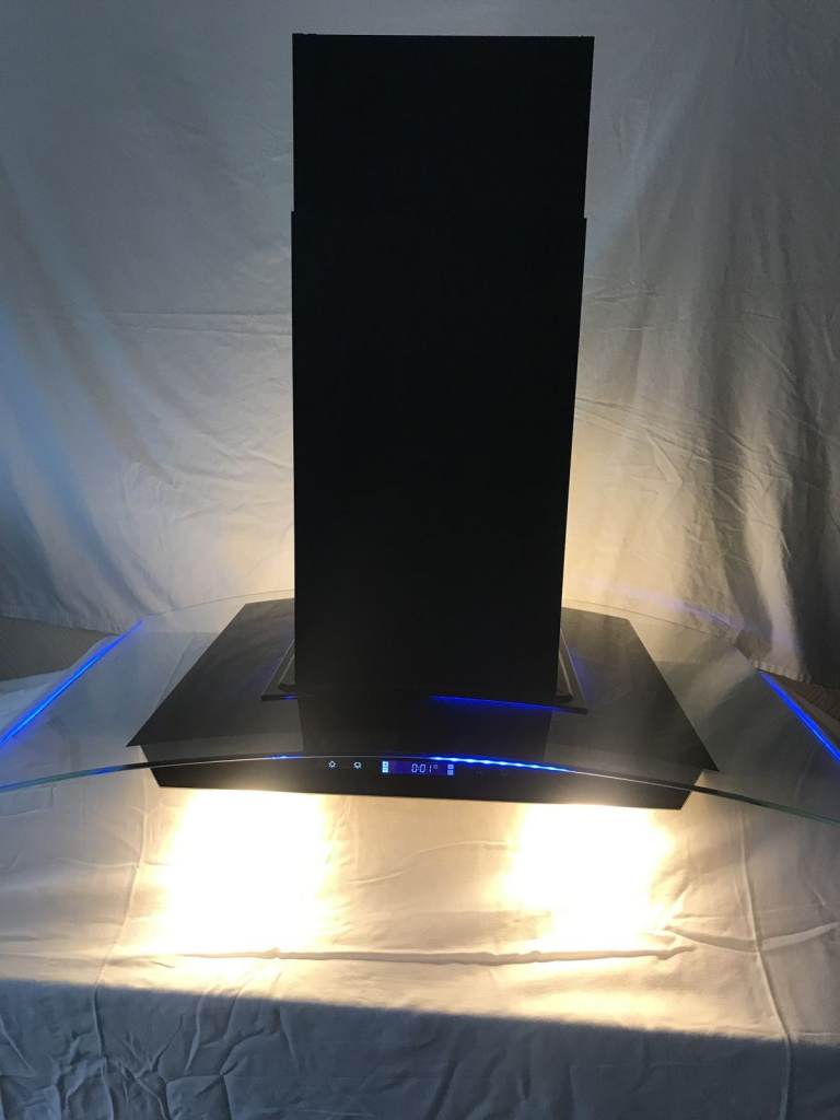 CDA Island Cooker Hood/Extractor EKPK90 curved glass/neon lights -Boxed- SUPERB CONDITION. £75