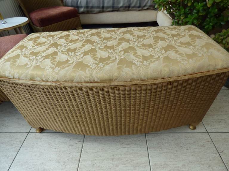 Vintage Large Lloyd Loom Lusty Style / Store Ottoman / Blanket Box / Dated 1960s