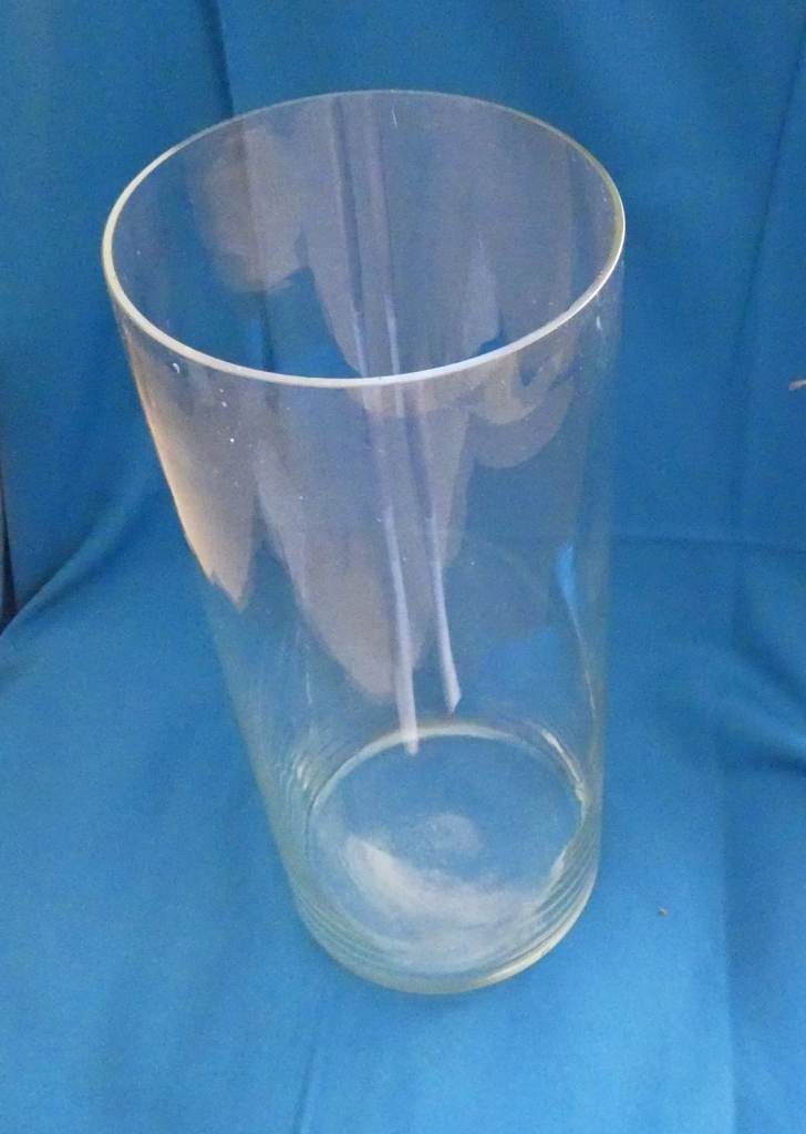 Two Clear Glass Vases – 6.5" Diameter, 15" Tall