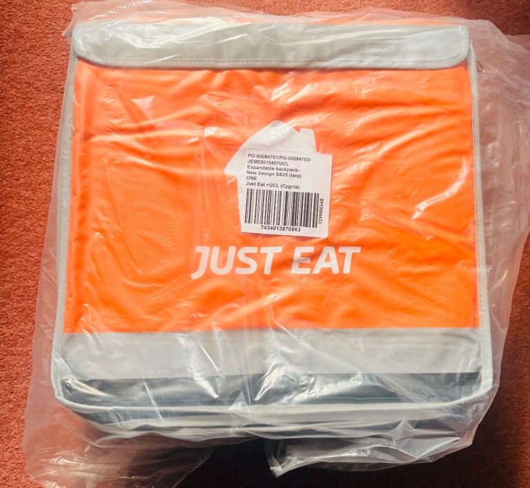 New Just Eat Orange Food Delivery Bag Backpack