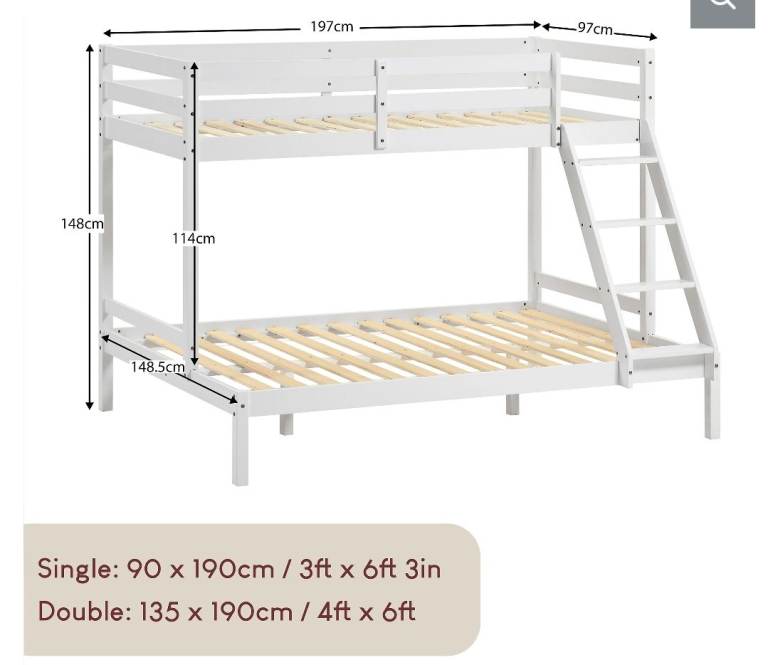 Triple sleeper bunk bed- White