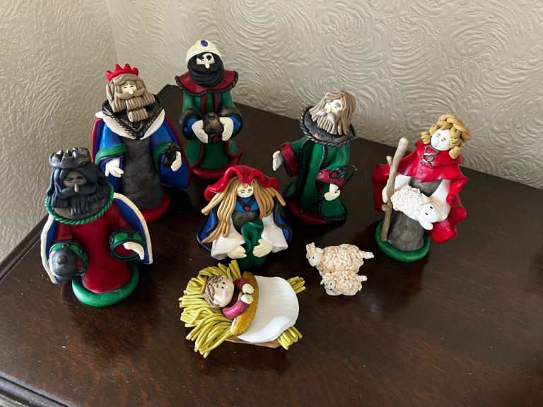 Nativity Scene Figurines – Hand-Painted, Good Condition