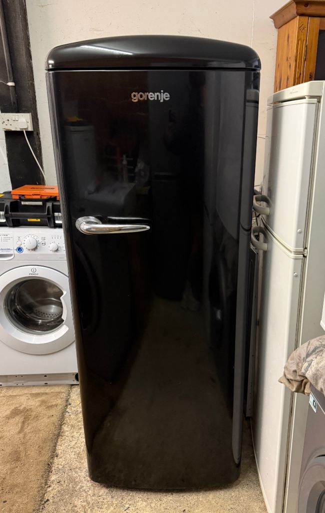 Black Gorenje Retro Style Tall Fridge With Freezer Box… LOCAL DELIVERY AVAILABLE 