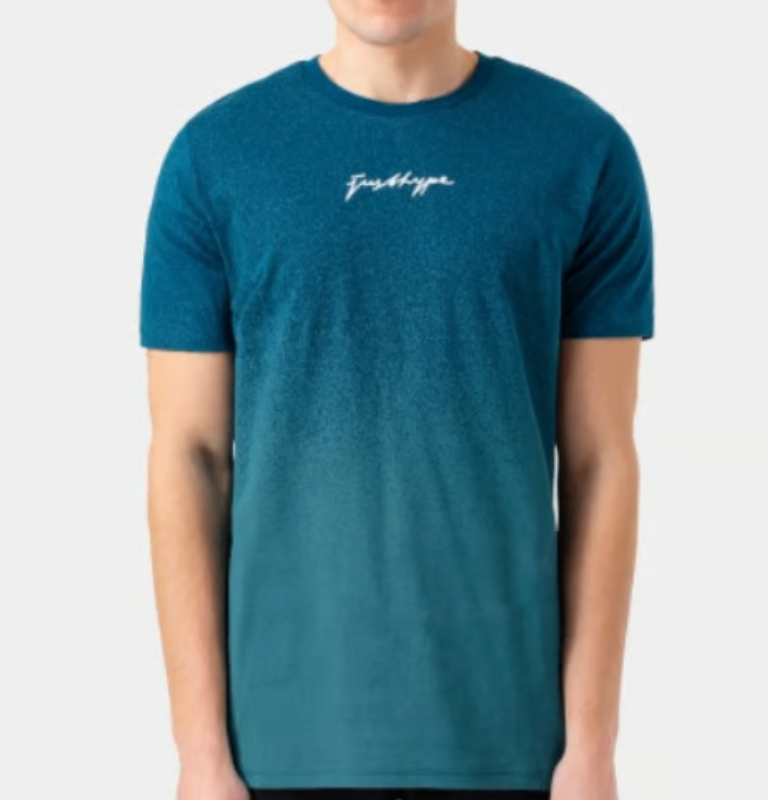 Mens HYPE Teal Speckle Fade Scribble Crew Neck T-shirt New and Tagged Size LARGE 