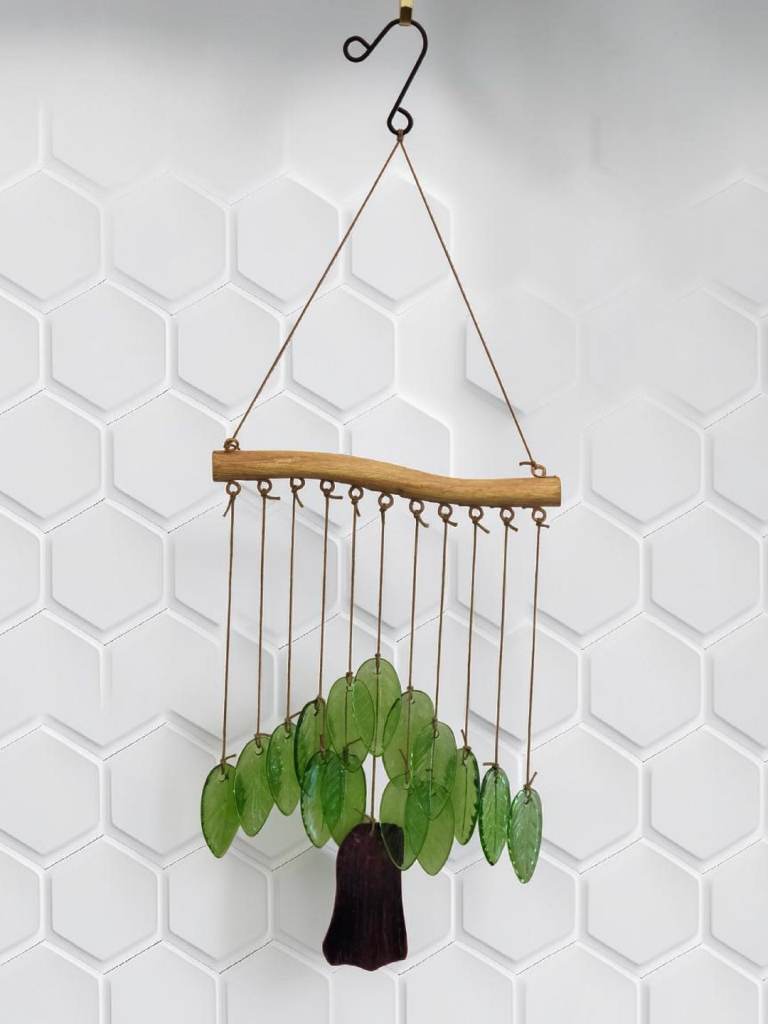 Green tree glass windchime