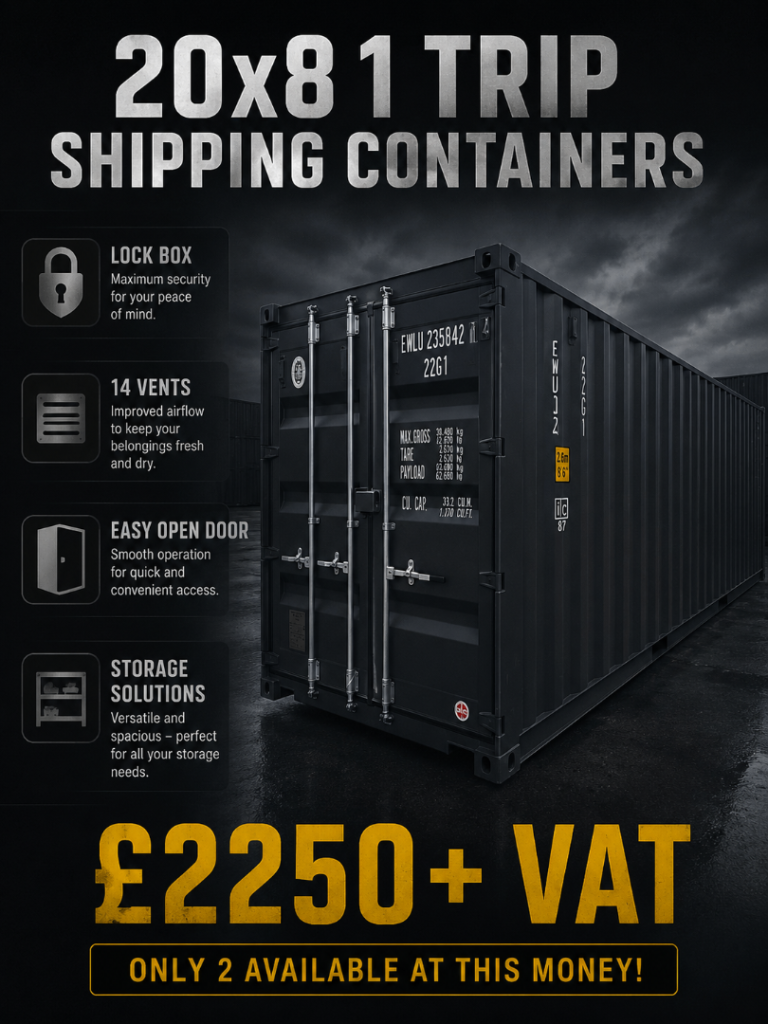 20x8 1 trip shipping containers only 2 available at this money £2250+ vat 