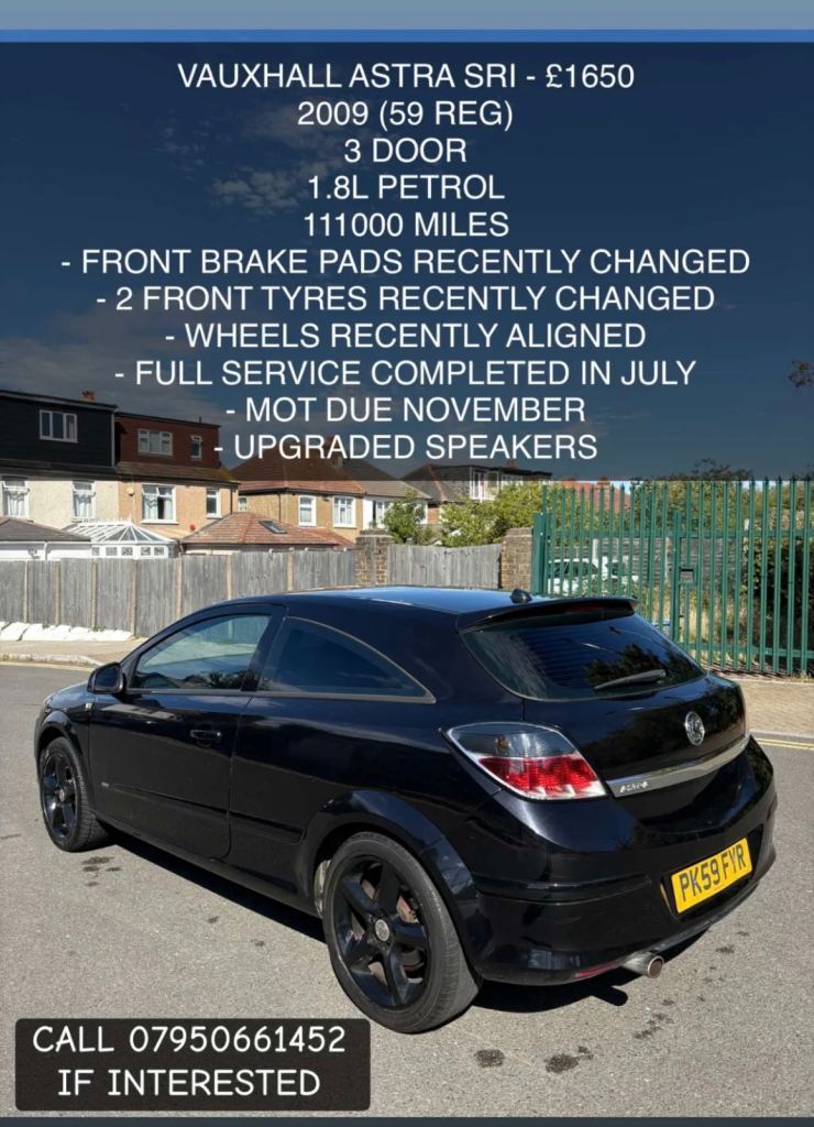 Vauxhall, ASTRA, Hatchback, 2009, Manual, 1796 (cc), 3 doors
