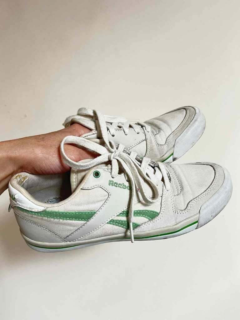 Vintage Reebok canvas trainers green white 