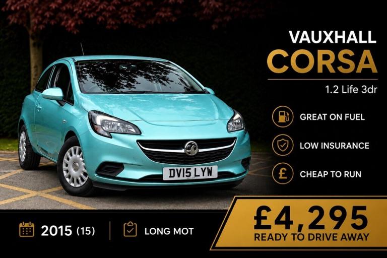 2015 Vauxhall Corsa 1.2 Life 3dr Hatchback Petrol Manual