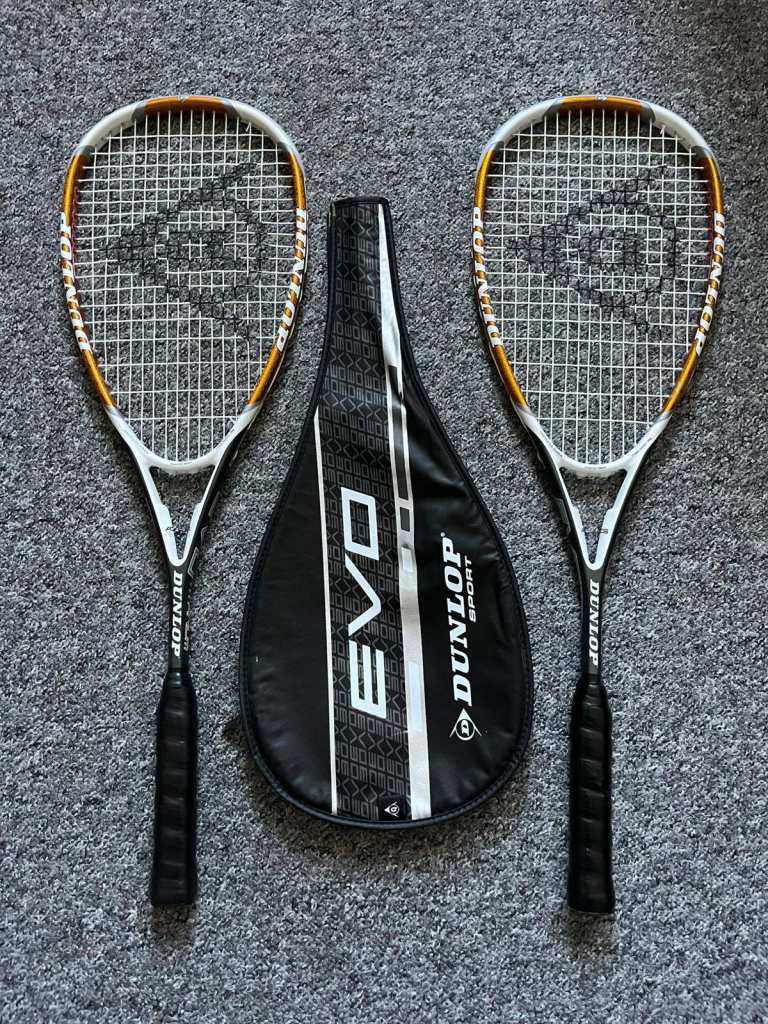 Dunlop Evo Titanium Squash Racquet Set (x2) – 160g Frame Weight + 1 Cover