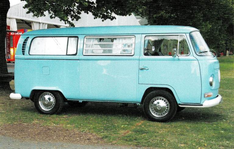 33 Framed original featuring Post August 1970 South African VW/Volkswagen Camper Marina Blue