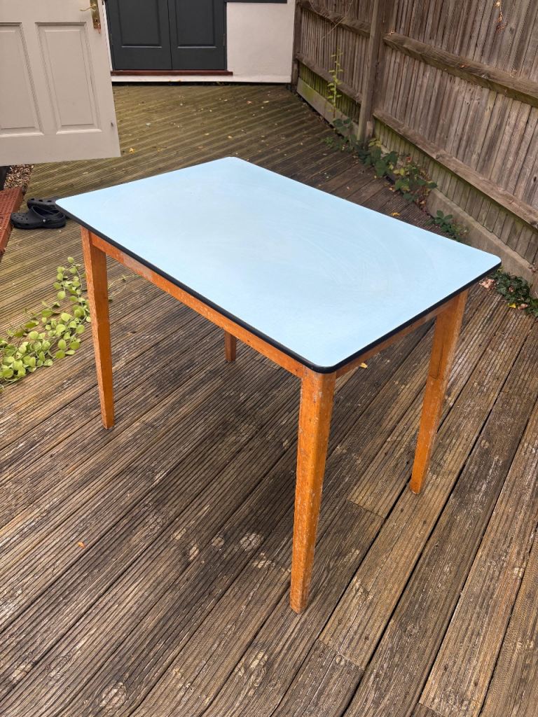 Vintage Mid-century Blue Formica Table