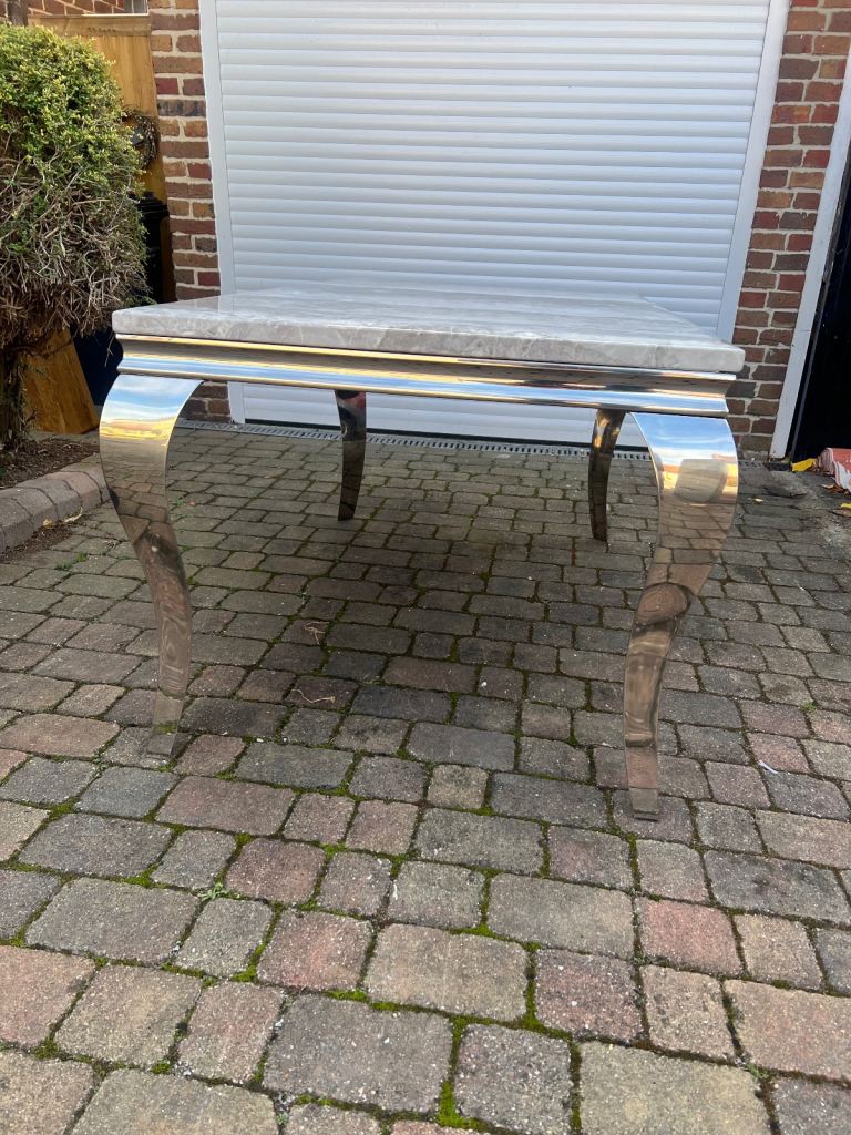 Marble and chrome dining table and 6 chairs 