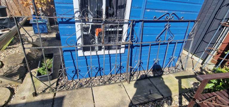 Heavy wrought iron gates. 