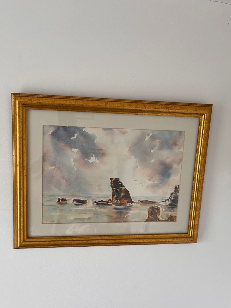 Vintage Original OOAK Oil On Board Watercolour Painting