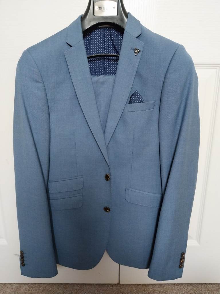 Burton London Men’s Blue Two-Piece Suit – Skinny Fit, 36R Jacket, 30R Trousers