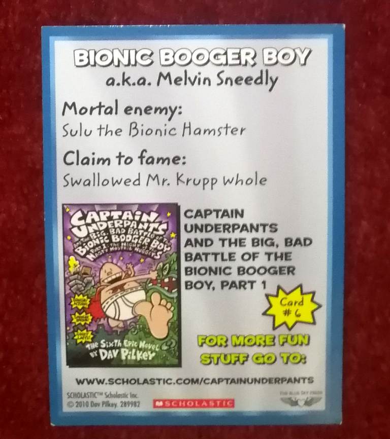 9 x Captain Underpants Collectible Cards Numbered 3 to 11 Scholastic 2010