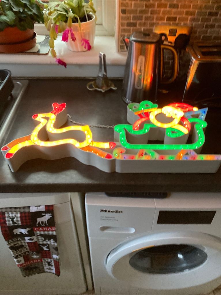 Premier Waving Santa with Sleigh and Reindeer