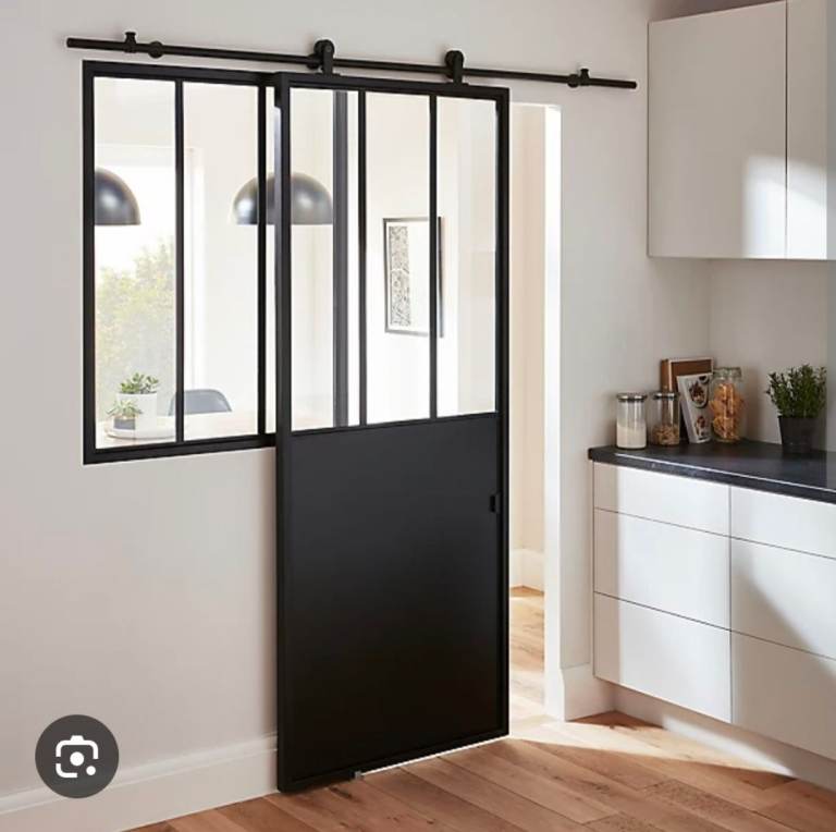 NEW steel barn door with track rail