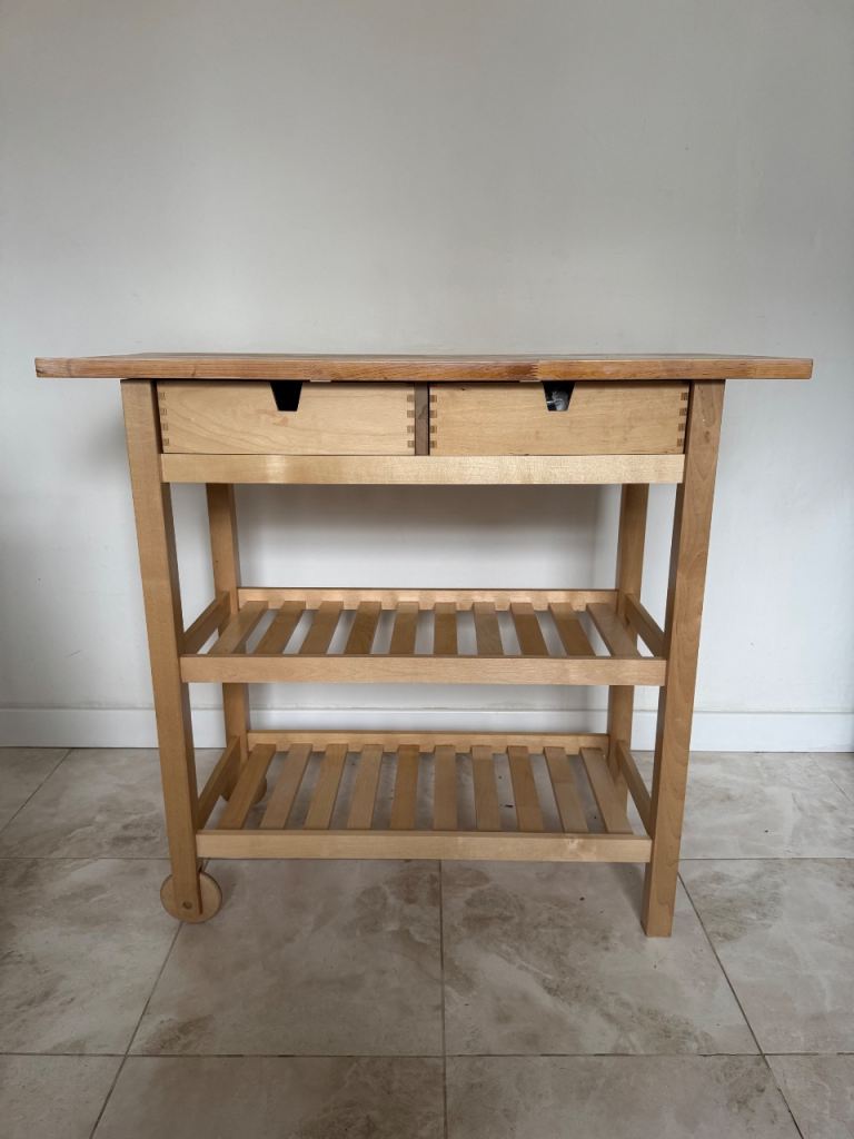 Wooden kitchen island trolley