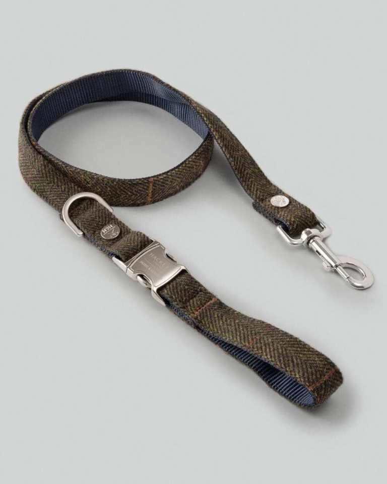 Hackett x Hugo & Hudson tweed herringbone dog lead - new