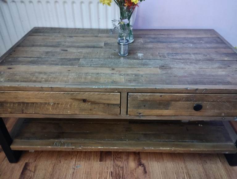 Large reclaimed solid wood coffee table. Official