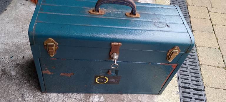Heavy Duty Locking Metal Tool Box, chest with assorted hand tools