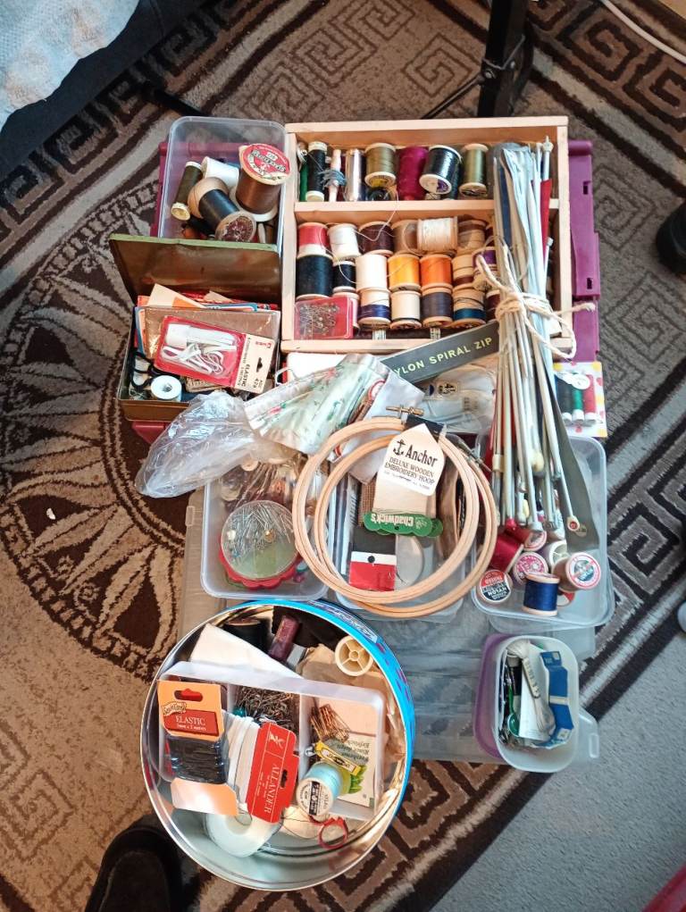Large Sewing & Craft Bundle - Threads, Needles, Hoops