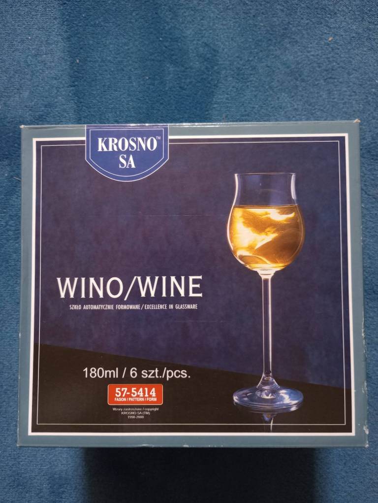 House clearance! Krosno 6x Polish Wine Glasses 180ml, used once only