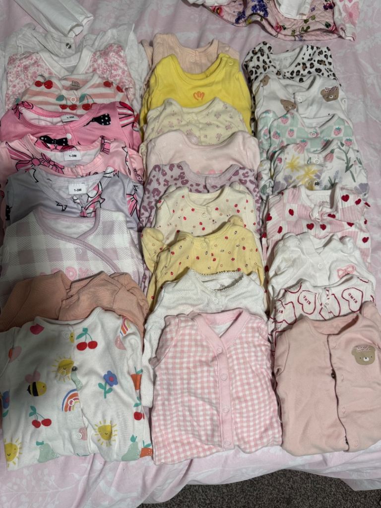 Large Bundle Baby Clothes – Sleepsuits, Bodysuits, Outfits – As Good As New