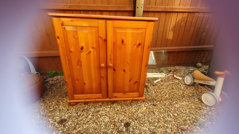 Solid Pine Hideaway Computer Desk - Restored & Varnished - Pull-Out Tray - Local Collection Suffolk