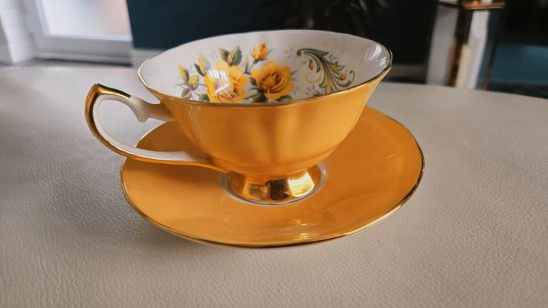 Bone china Elizabethen Vintage Hand decorated cup & saucer 