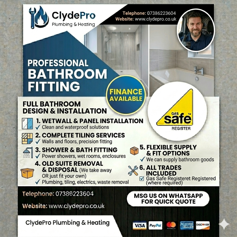 Professional Bathroom Fitter / Installer Glasgow & West | Finance Available