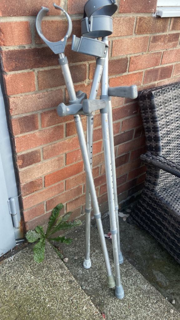 2 Pairs of Adjustable Grey Crutches – Good Condition