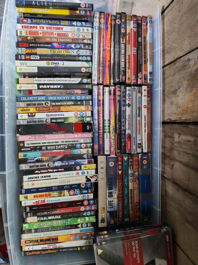 Large Box of DVDs and Blu-rays – Mixed Titles