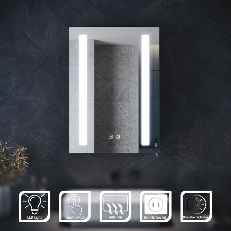 New Led Cabinet Bathroom Mirror + Demister and Shaver Socket 500 x 700mm RRP £170 Our Price £152