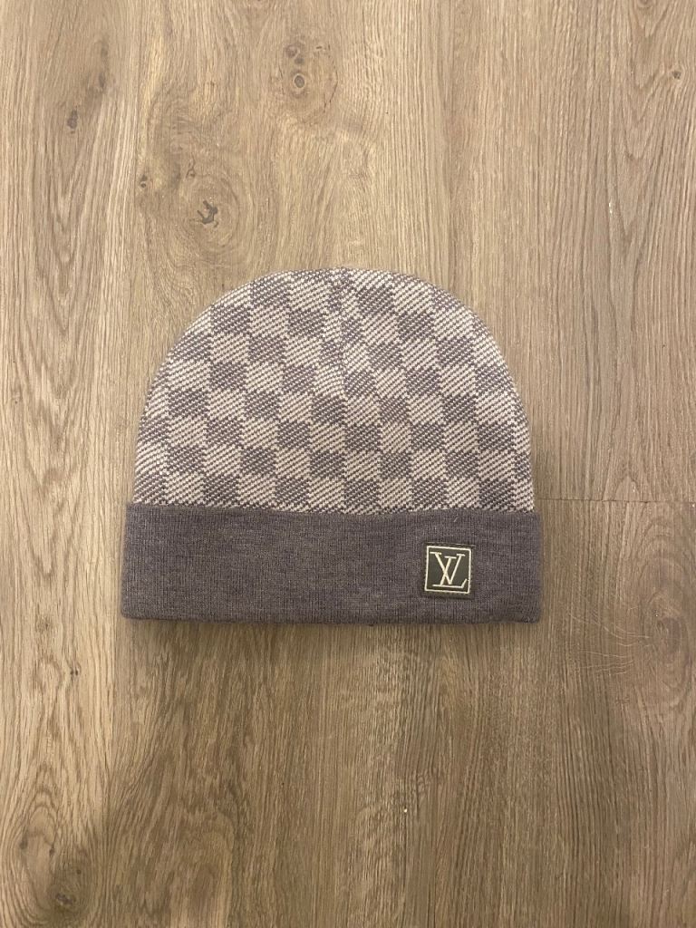Louis Vuitton Grey Checkered Beanie Hat – As Good As New