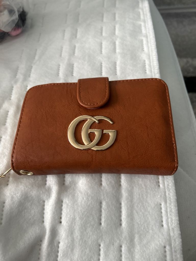 Brand New Brown Leather-Look Wallet/Purse with Gold Detail