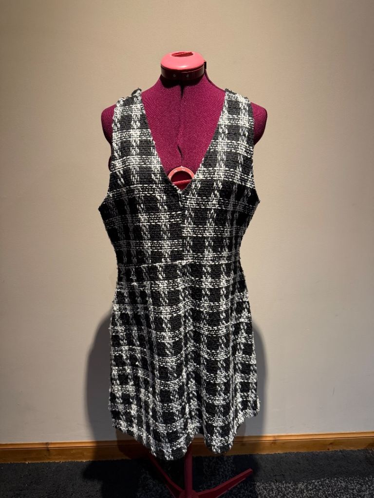Primark Monochrome Pinafore Dress - Size 14