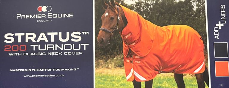 BNWT Premier Equine Stratus 1200D Series 200g Horse Turnout Rug with Classic Neck Cover Orange