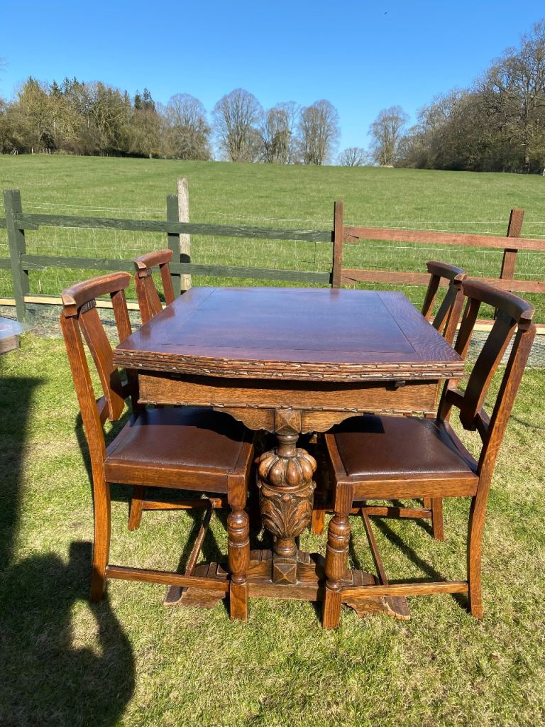 Vintage walnut dining table and chairs