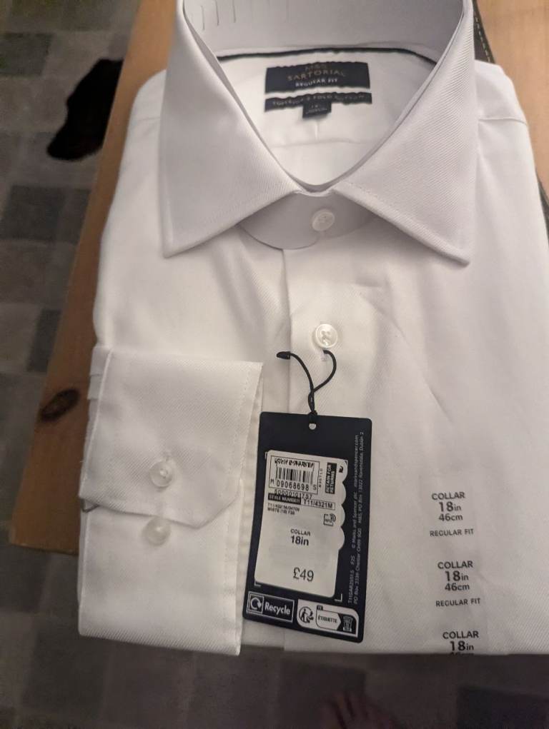 M & S White Shirt 18" collar NEVER WORN - cost £50