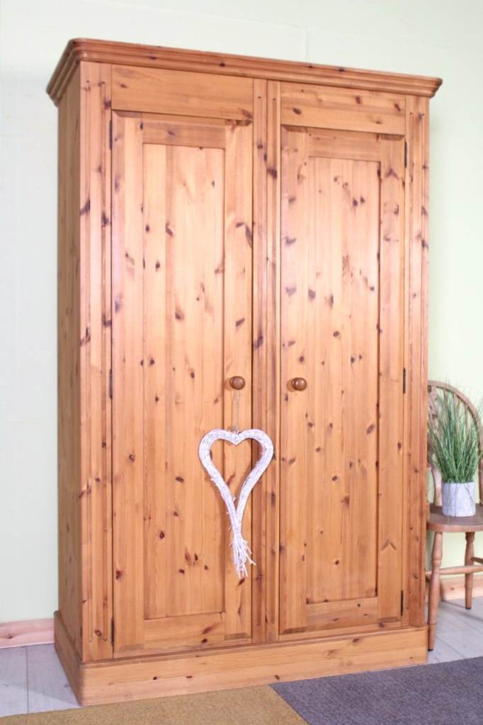 UK Delivery - Very Large Second-Hand Waxed Pine Wardrobe 2 Main Sections Waxed