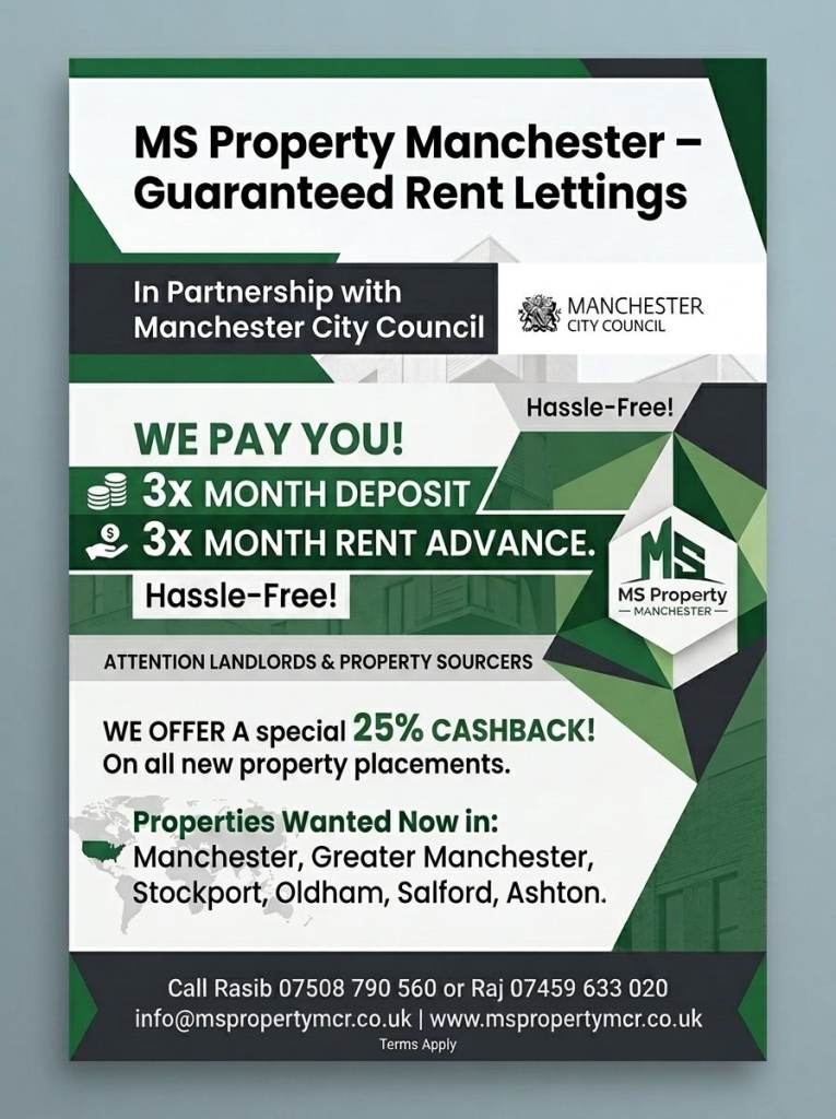  3x Rent Advance & 3x Deposit | Manchester Council Approved Partner 