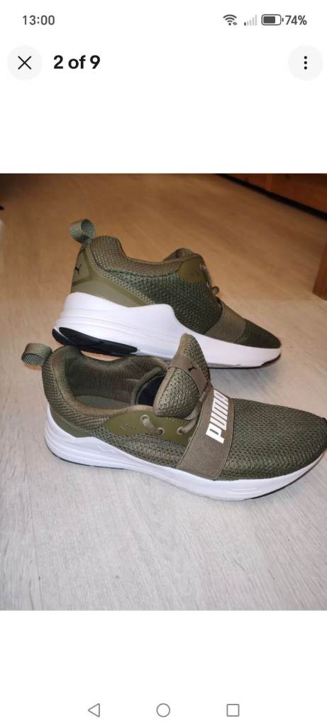 Puma trainers size 7 mens khaki green with soft foam insole 